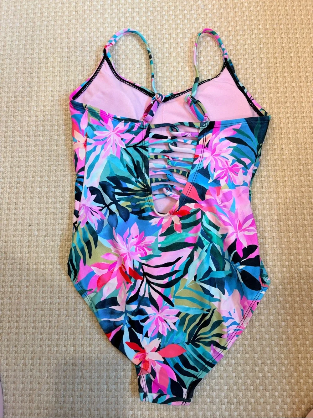 Raisins Girls One-Piece Swimsuit in Pink, Teal, Navy - size 10